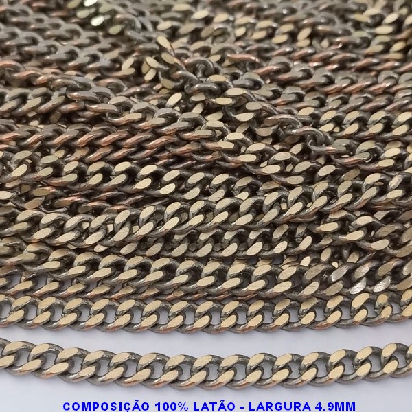 CORRENTE NO BRUTO PRONTO PARA O BANHO - CORRENTE -(M10124) - LARGURA  4.9MM - PESO POR METRO 31.5GR - COMPOSIÇÃO: 100% LATÃO (VENDIDA POR METRO) - BRU000M10124