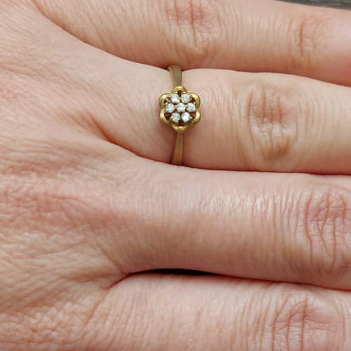 ANEL NO BRUTO PRONTO PARA O BANHO - ANEL COM FLOR CRAVEJADO EM MICRO ZIRCÔNIAS - PESO MEDIO 1,5GR - COMPOSIÇÃO: LATÃO / ZIRCÔNIA - ANEL000322