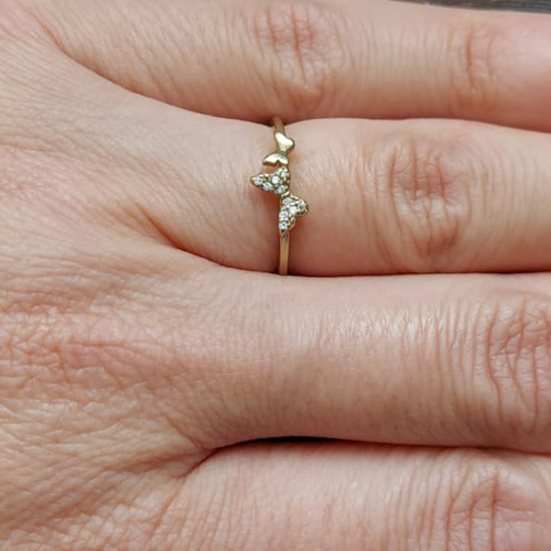 ANEL NO BRUTO PRONTO PARA O BANHO - ANEL BORBOLETA CRAVEJADO EM MICRO ZIRCÔNIAS - PESO MEDIO 1GR - COMPOSIÇÃO: LATÃO / ZIRCÔNIA - ANEL000323