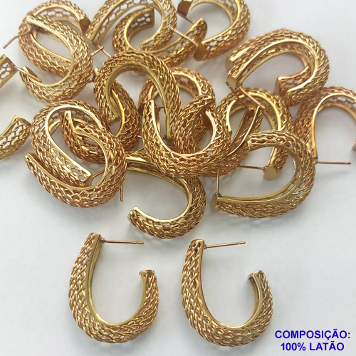 ACESSORIO BRINCO NO BRUTO PRONTO PARA O BANHO (CX39) - BRINCO DE PINO - ESTILO ARGOLA VAZADO - TAMANHO 31MM - PESO TOTAL 6,3GR - BRU0001612