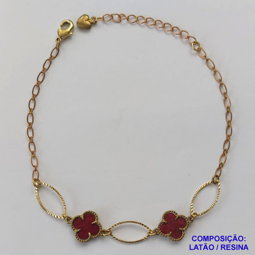 PULSEIRA NO BRUTO PRONTO PARA O BANHO -  PULSEIRA COM ELEMENTOS VAZADOS OVAIS E 2 PINGENTES TIPO VAN CLEEF   - TAMANHO 18CM COM EXTENSOR E FECHO LAGOSTA - PESO 2,7GR - BRU9896