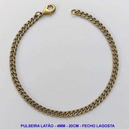 PULSEIRA NO BRUTO PRONTO PARA O BANHO - PULSEIRA EM LATÃO (M1014) - TAMANHO 20CM - LARGURA 4MM - FECHO LAGOSTA - PESO 5,5GR - COMPOSIÇÃO: 100% LATÃO - BRU9941