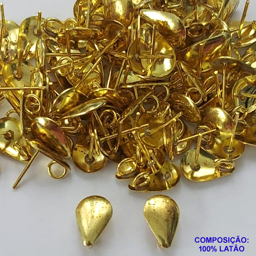 ACESSÓRIO NO BRUTO PRONTO PARA O BANHO - BASE PARA BRINCO COM PINO FORMATO GOTA - TAMANHO 7x11MM  PESO DO PAR 0,6GR - VENDIDA POR PAR - BRU0001645