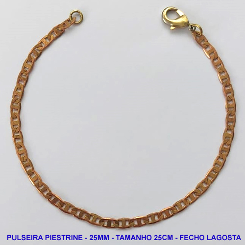 PULSEIRA NO BRUTO PRONTO PARA O BANHO - PULSEIRA EM LATÃO (PIESTRINE) - TAMANHO 25CM - LARGURA 2,5MM - FECHO LAGOSTA - PESO 3,1GR - COMPOSIÇÃO: 100% LATÃO - BRU9952