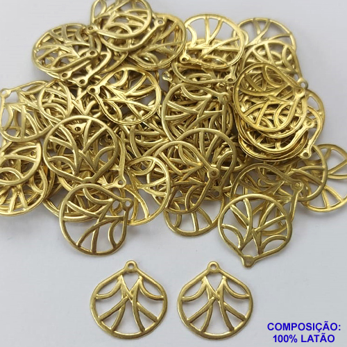 ACESSÓRIO NO BRUTO PRONTO PARA O BANHO (CX17) - PINGENTE CONCHA VAZADA 16X16MM (V3297) - COMPOSIÇÃO: 100% LATÃO -  PESO TOTAL 0,4GR - BRU0001669