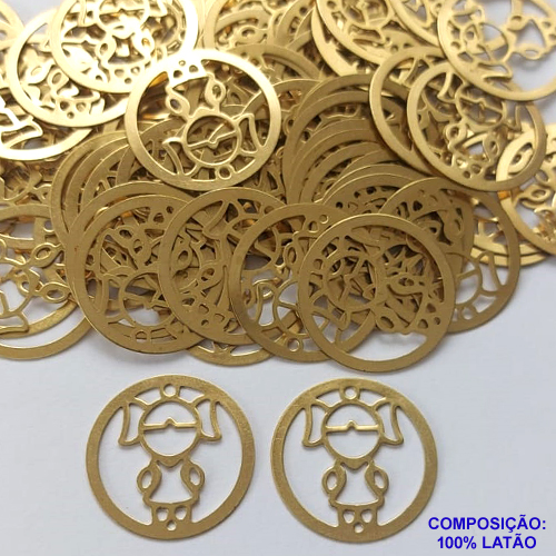ACESSÓRIO NO BRUTO PRONTO PARA O BANHO (CX14) - PINGENTE MENINA REDONDO 24X24MM - COMPOSIÇÃO: 100% LATÃO -  PESO TOTAL 0,9GR - BRU0001676