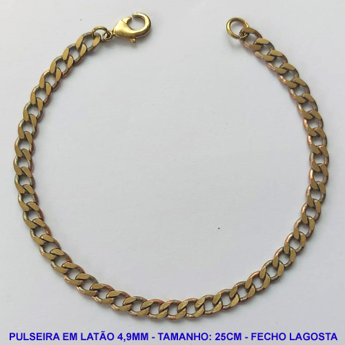 PULSEIRA MASCULINA NO BRUTO PRONTO PARA O BANHO - PULSEIRA EM LATÃO (M10124) - TAMANHO 25CM - LARGURA 4,9MM - FECHO LAGOSTA - PESO 8,7GR - COMPOSIÇÃO: 100% LATÃO - BRU9970