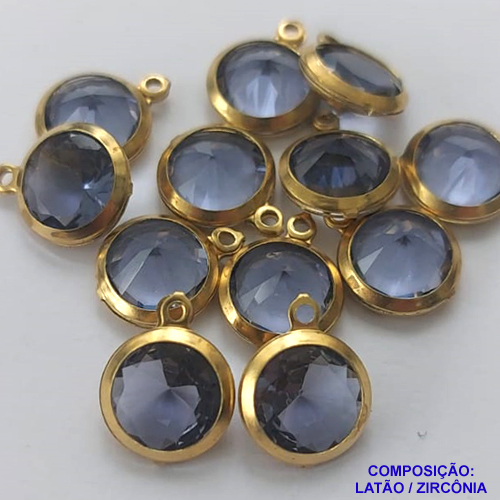 PINGENTE NO BRUTO PRONTO PARA O BANHO - PINGENTE EM ZIRCONIA LILÁS - COMPOSIÇÃO: LATÃO / ZIRCÔNIA - TAMANHO 10MM -  (VENDIDO POR UNIDADE) PESO TOTAL 0,8GR - BRU0001696