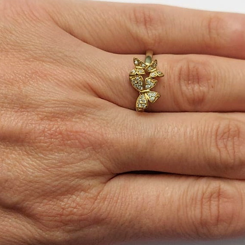 ANEL NO BRUTO PRONTO PARA O BANHO - ANEL COM BORBOLETAS CRAVEJADO MICRO EM ZIRCÔNIAS - PESO MEDIO 2,1GR - COMPOSIÇÃO: LATÃO / ZIRCÔNIA - ANEL000341