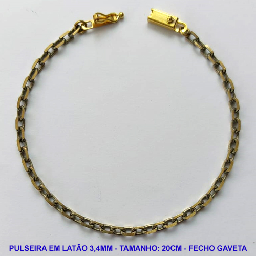 PULSEIRA NO BRUTO PRONTO PARA O BANHO - PULSEIRA EM LATÃO (KD1.00) - TAMANHO 20CM - LARGURA 3,4MM - FECHO GAVETA COM TRAVA - PESO 4,6GR - COMPOSIÇÃO: 100% LATÃO - BRU10065