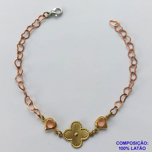 PULSEIRA NO BRUTO PRONTO PARA O BANHO - PULSEIRA COM PINGENTE TIPO VAN CLEEF - TAMANHO: 18CM COM FECHO LAGOSTA - PESO 2,3GR - BRU10078
