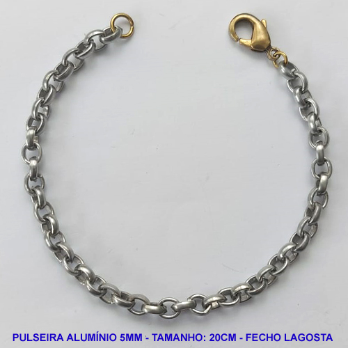 PULSEIRA NO BRUTO PRONTO PARA O BANHO - PULSEIRA EM ALÚMINIO (A13) - TAMANHO 20CM - LARGURA 5MM - FECHO LAGOSTA - PESO 3,6GR - COMPOSIÇÃO: ALUMÍNIO - BRU10126