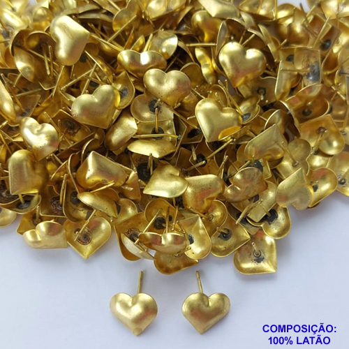 BRINCO NO BRUTO PRONTO PARA O BANHO(CX125) - BRINCO DE PINO FORMATO CORAÇÃO 9MM - COMPOSIÇÃO: 100% LATÃO - PESO TOTAL: 0,7GR - BRU0001746