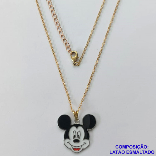 GARGANTILHA NO BRUTO PRONTO PARA O BANHO - CORRENTE CADEADO 45CM + EXTENSOR  - PINGENTE COM PERSONAGEM DESENHO ANIMADO (ESMALTADO) PESO TOTAL: 3,9GR - BRU10138
