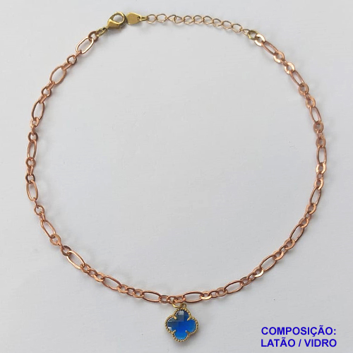 TORNOZELEIRA NO BRUTO PRONTO PARA O BANHO - TORNOZELEIRA TIPO VAN CLEFF 10MM AZUL - TAMANHO 24CM + EXTENSOR - PESO: 4GR - BRU10158