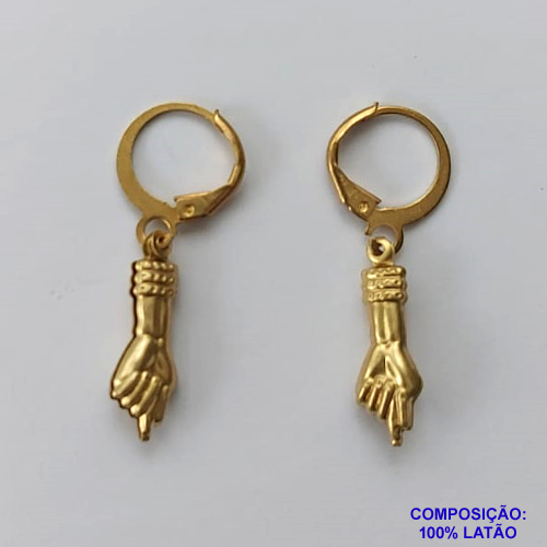 BRINCO NO BRUTO PRONTO PARA O BANHO -  BRINCO ARGOLINHA DE PRESSÃO (TRANQUETA) COM PINGENTES FIGA 20MM (E1905) - COMPOSIÇÃO: 100% LATÃO - PESO TOTAL: 1,7GR - BRU10171