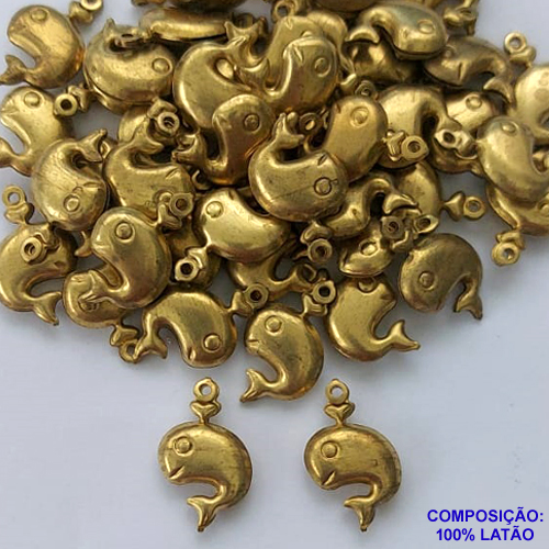 ACESSÓRIO NO BRUTO PRONTO PARA O BANHO (CX18) - PINGENTE BALEIA DUPLA (E0848) - COMPOSIÇÃO: 100% LATÃO - TAMANHO 13MM -  PESO TOTAL 0,7GR - BRU0001782