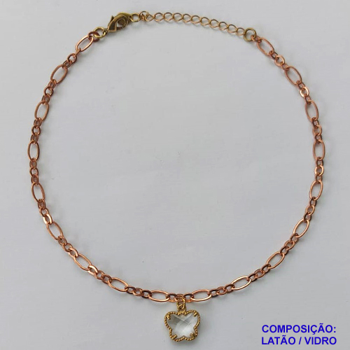 TORNOZELEIRA NO BRUTO PRONTO PARA O BANHO - TORNOZELEIRA TIPO VAN CLEFF 10MM CRISTAL - TAMANHO 24CM + EXTENSOR - PESO: 3,5GR - BRU10185