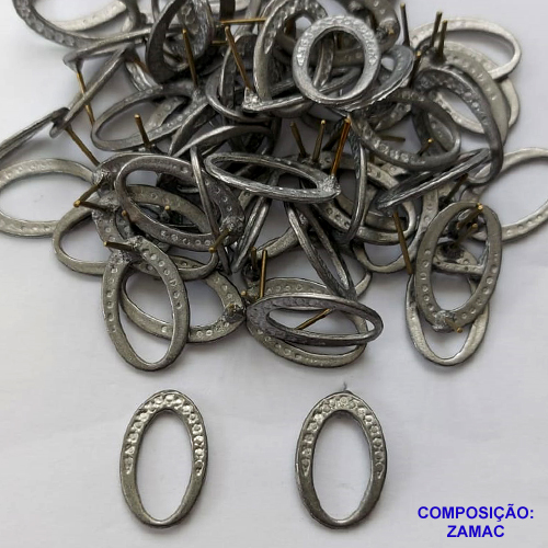 BRINCO NO BRUTO PRONTO PARA O BANHO (CX39) - BRINCO DE PINO FORMATO OVAL VAZADO 11X18MM - COMPOSIÇÃO: ZAMAC - PESO TOTAL: 1,9GR - BRU0001824