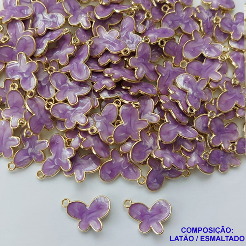 ACESSÓRIO NO BRUTO PRONTO PARA O BANHO(CX101) - PINGENTE BORBOLETA ROXA ESMALTADA 12X15MM - PESO  0,9GR - BRU0001830