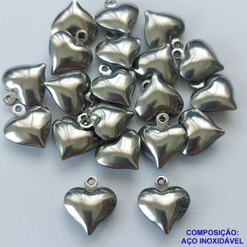 ACESSÓRIO EM AÇO INOXIDÁVEL - PINGENTE CORAÇÃO DUPLO - TAMANHO 10MM PESO 0,4GR - COMPOSIÇÃO AÇO INOXIDÁVEL (VALOR REFERENTE A UNIDADE) - AÇO000952