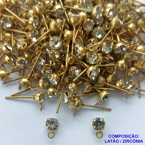 ACESSÓRIO NO BRUTO PRONTO PARA O BANHO - BASE PARA BRINCO DE PINO COM STRASS - TAMANHO 4MM  PESO DO PAR 0,3GR - VENDIDA POR PAR - BRU0001840
