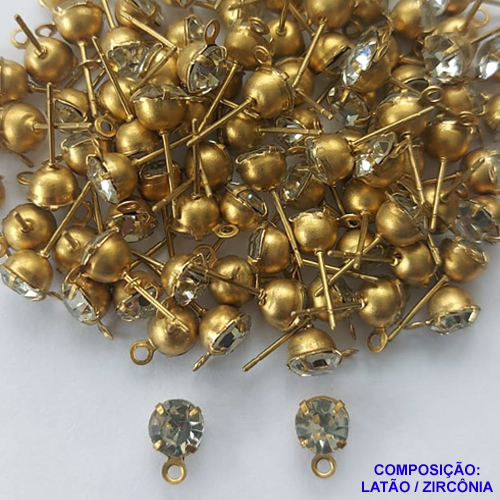 ACESSÓRIO NO BRUTO PRONTO PARA O BANHO - BASE PARA BRINCO DE PINO COM STRASS - TAMANHO 6MM  PESO DO PAR 0,5GR - VENDIDA POR PAR - BRU0001842