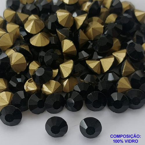 ACESSÓRIO NO BRUTO PRONTO PARA O BANHO (CX10) - STRASS PRETA EM VIDRO (SS45) - TAMANHO 6X9MM - PESO 0,7GR - (PEÇA VENDIDA POR UNIDADE) BRU0001849
