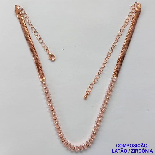 SHOCKER BRUTO PRONTO PARA BANHO(CX66) - CORRENTE 45CM (LACRAIA) COM PEDRAS EM ZIRCÔNIAS - PESO TOTAL 11,2GR  - FECHO LAGOSTA - BRU10231
