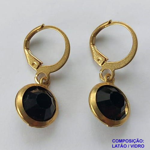BRINCO NO BRUTO PRONTO BANHO - BRINCO COM PINGENTE EM STRASS VERMELHO ESCURO - ARGOLINHA DE PRESSÃO (TRANQUETA) TAMANHO 10MM - PESO TOTAL 2,4GR - BRU10237