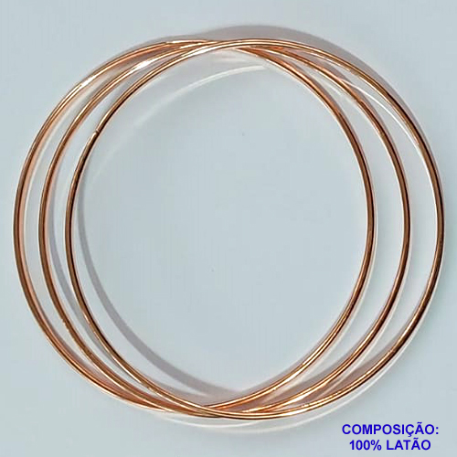 PULSEIRA (BRACELETE) NO BRUTO PRONTO PARA O BANHO - 3 PULSEIRAS ARGOLAS TAMANHO 65X65MM - LARGURA 1,3MM - PESO TOTAL 12,4GR - BRU10256