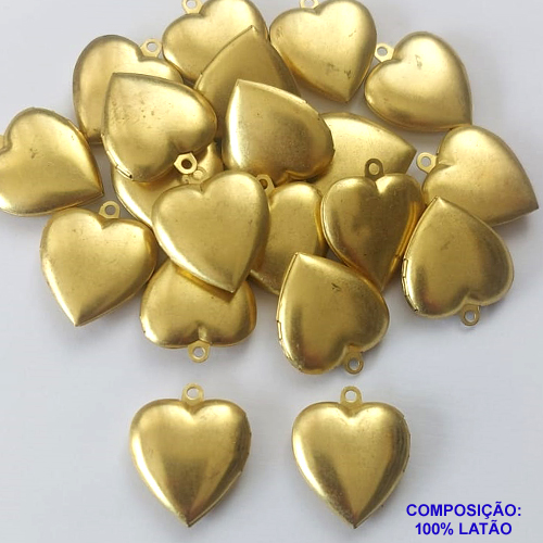 RELICÁRIO NO BRUTO PRONTO PARA O BANHO - RELICÁRIO EM FORMATO CORAÇÃO LISO TAMANHO 18X20MM - PESO TOTAL 2,5GR - BRU10257