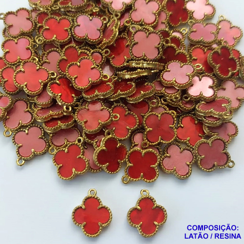 ACESSÓRIO NO BRUTO PRONTO PARA O BANHO - PINGENTE TIPO VAN CLEEF ROSA COM UMA ARGOLINHA - COMPOSIÇÃO: LATÃO / RESINA - TAMANHO 10MM - (VENDIDO POR UNIDADE) PESO TOTAL 0,4GR - BRU0001858