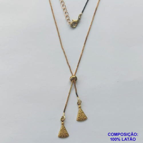 GARGANTILHA NO BRUTO PRONTO PARA O BANHO - COM CORRENTE VENEZIANA DE 45CM + EXTENSOR - " TIPO GRAVATINHA " AJUSTÁVEL - COM DOIS PINGENTES NOSSA SRA APARECIDA 14MM - PESO TOTAL 2,6GR - BRU10260