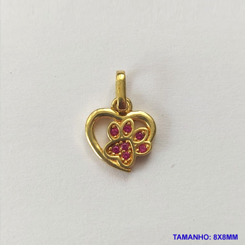 PINGENTE NO BRUTO PRONTO PARA O BANHO (CX26) - PINGENTE CORAÇÃO VAZADO COM PATINHA CRAVEJADA EM MICROS ZIRCÔNIAS ROSAS (PX000260 C503) - COMPOSIÇÃO: LATÃO / ZIRCÔNIA - TAMANHO 8X8MM -  PESO TOTAL 0,6GR - BRU10267