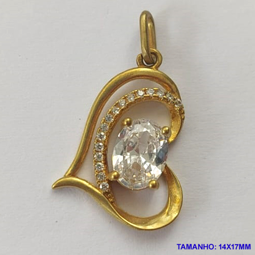 PINGENTE NO BRUTO PRONTO PARA O BANHO (CX26) - PINGENTE CORAÇÃO VAZADO CRAVEJADO EM MICROS ZIRCÔNIAS E PEDRA DE ZIRCÔNIA CRISTAL (PX001942W) - COMPOSIÇÃO: LATÃO / ZIRCÔNIA - TAMANHO 14X17MM - PESO TOTAL 1,4GR - BRU10274