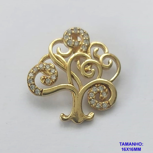 PINGENTE NO BRUTO PRONTO PARA O BANHO (CX26) - PINGENTE ÁRVORE DA VIDA VAZADA CRAVEJADA EM MICROS ZIRCÔNIAS (PX000122) - COMPOSIÇÃO: LATÃO / ZIRCÔNIA - TAMANHO 16X16MM - PESO TOTAL 1,4GR - BRU10308