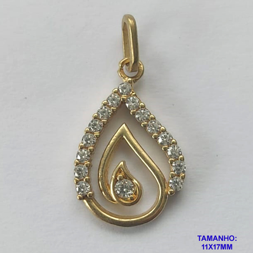 PINGENTE NO BRUTO PRONTO PARA O BANHO (CX27) - PINGENTE TIPO GOTA CRAVEJADA EM MICROS ZIRCÔNIAS (PX001483) - COMPOSIÇÃO: LATÃO / ZIRCÔNIA - TAMANHO 10X17MM - PESO TOTAL 1GR - BRU10310