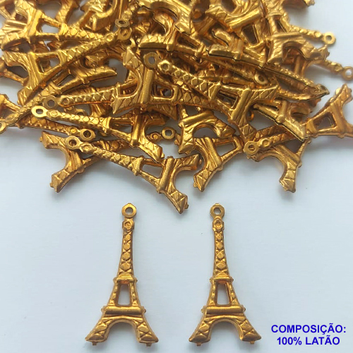 ACESSÓRIO NO BRUTO PRONTO PARA O BANHO (CX21) - PINGENTE TORRE EIFFEL - COMPOSIÇÃO: 100% LATÃO - TAMANHO 15X32MM (E1166) - PESO TOTAL 0,9GR -  BRU0001867