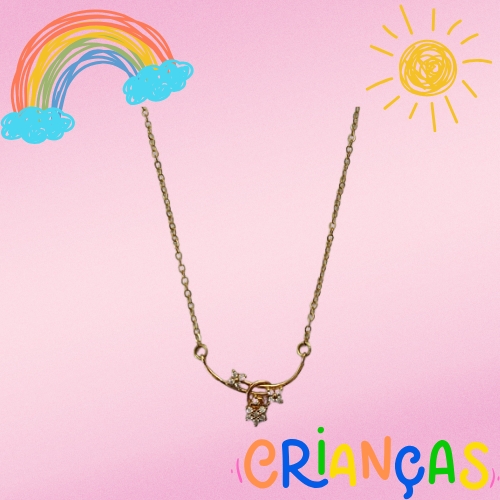 GARGANTILHA NO BRUTO PRONTO PARA O BANHO (CX27) - GARGANTILHA INFANTIL CORRENTE CADEADO 35CM + EXTENSOR  - PINGENTE CRAVEJADO EM MICROS ZIRCÔNIAS 7X17MM (ACS001541W) - COMPOSIÇÃO: LATÃO / ZIRCÔNIA - PESO TOTAL: 2,4GR - BRU10370
