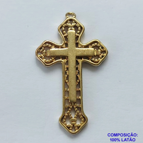 ACESSÓRIO NO BRUTO PRONTO PARA O BANHO(CX12)- PINGENTE CRUCIFIXO VAZADO 17X27MM - PESO TOTAL 2GR - BRU0001869