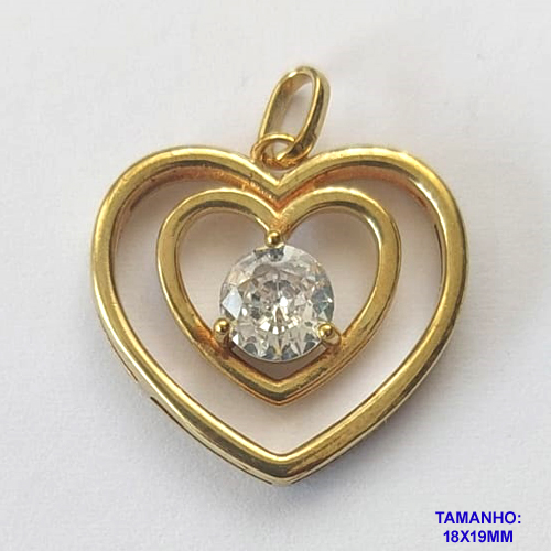 PINGENTE NO BRUTO PRONTO PARA O BANHO (CX26) - PINGENTE CORAÇÃO VAZADO COM PEDRA EM ZIRCÔNIA 18X19MM (PX002488) - COMPOSIÇÃO: LATÃO / ZIRCÔNIA  - PESO TOTAL 2GR - BRU10376
