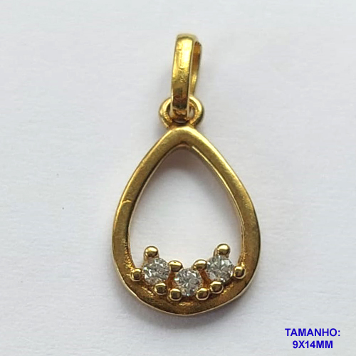 PINGENTE NO BRUTO PRONTO PARA O BANHO (CX26) - PINGENTE GOTA VAZADA COM ZIRCÔNIAS CRISTAIS 8X14MM (PX001337W) - COMPOSIÇÃO: LATÃO / ZIRCÔNIA  - PESO TOTAL 0,6GR - BRU10392