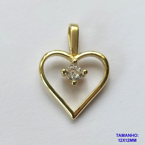 PINGENTE NO BRUTO PRONTO PARA O BANHO (CX26)- PINGENTE CORAÇÃO VAZADO COM ZIRCÔNIA CRISTAL 12X12MM (PX000152) - COMPOSIÇÃO: LATÃO / ZIRCÔNIA  - PESO TOTAL 0,6GR - BRU10394