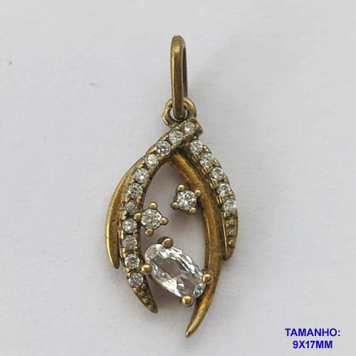 PINGENTE NO BRUTO PRONTO PARA O BANHO (CX26) - PINGENTE CRAVEJADO COM ZIRCÔNIAS 9X17MM (PX002538) - COMPOSIÇÃO: LATÃO / ZIRCÔNIA - PESO TOTAL 0,9GR - BRU10399