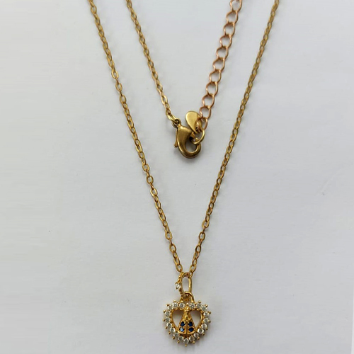 GARGANTILHA NO BRUTO PRONTO PARA O BANHO - GARGANTILHA CORRENTE CADEADO 45CM + EXTENSOR - PINGENTE CORAÇÃO COM NOSSA SRA APARECIDA CRAVEJADO EM MICROS ZIRCÔNIAS 9X10MM (PX00172 C001) - COMPOSIÇÃO: LATÃO / ZIRCÔNIA - PESO TOTAL: 2,3GR - BRU10412