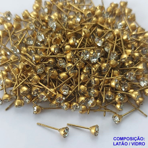 ACESSÓRIO BRINCO NO BRUTO PRONTO(CX76) PARA O BANHO - BRINCO DE PINO CRISTAL - TAMANHO 4MM - PESO TOTAL 0,2GR - BRU0001877