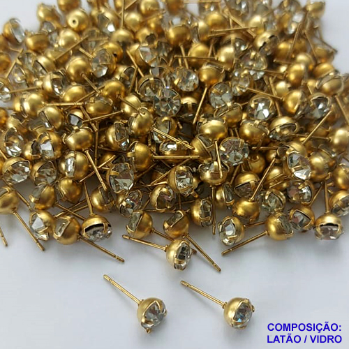 ACESSÓRIO BRINCO NO BRUTO PRONTO PARA O BANHO(CX76) - BRINCO DE PINO CRISTAL - TAMANHO 6MM - PESO TOTAL 0,5GR - BRU0001878
