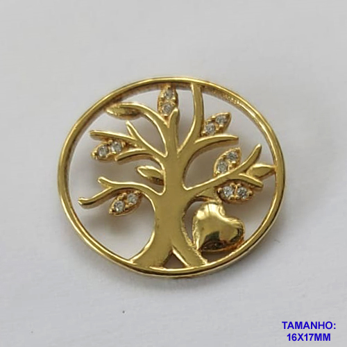 PINGENTE NO BRUTO PRONTO PARA O BANHO (CX26) - PINGENTE ÁRVORE DA VIDA CRAVEJADA COM MICROS ZIRCÔNIAS 16X17MM (PX000167) - COMPOSIÇÃO: LATÃO / ZIRCÔNIA - PESO TOTAL 1,4GR - BRU10419
