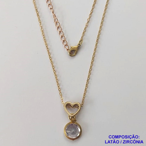 GARGANTILHA NO BRUTO PRONTO PARA O BANHO - GARGANTILHA CORRENTE CADEADO 45CM + EXTENSOR - PINGENTE EM ZIRCÔNIA CRISTAL 10X10MM - COMPOSIÇÃO: LATÃO / ZIRCÔNIA - PESO TOTAL: 3,4GR - BRU10432